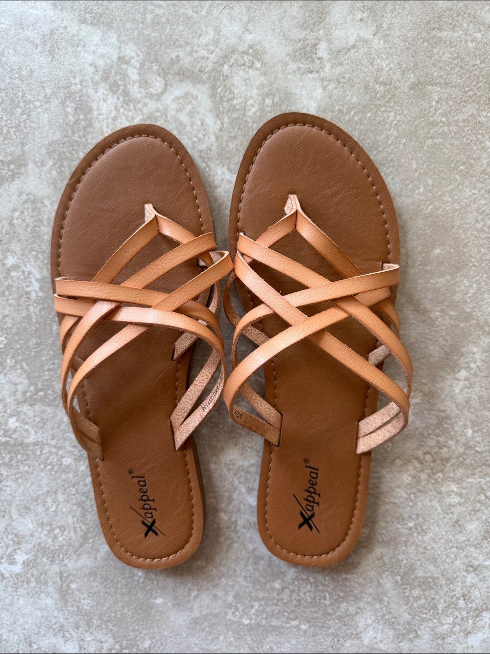 Xappeal Women's Brown/Tan Crisscross Slide Sandals